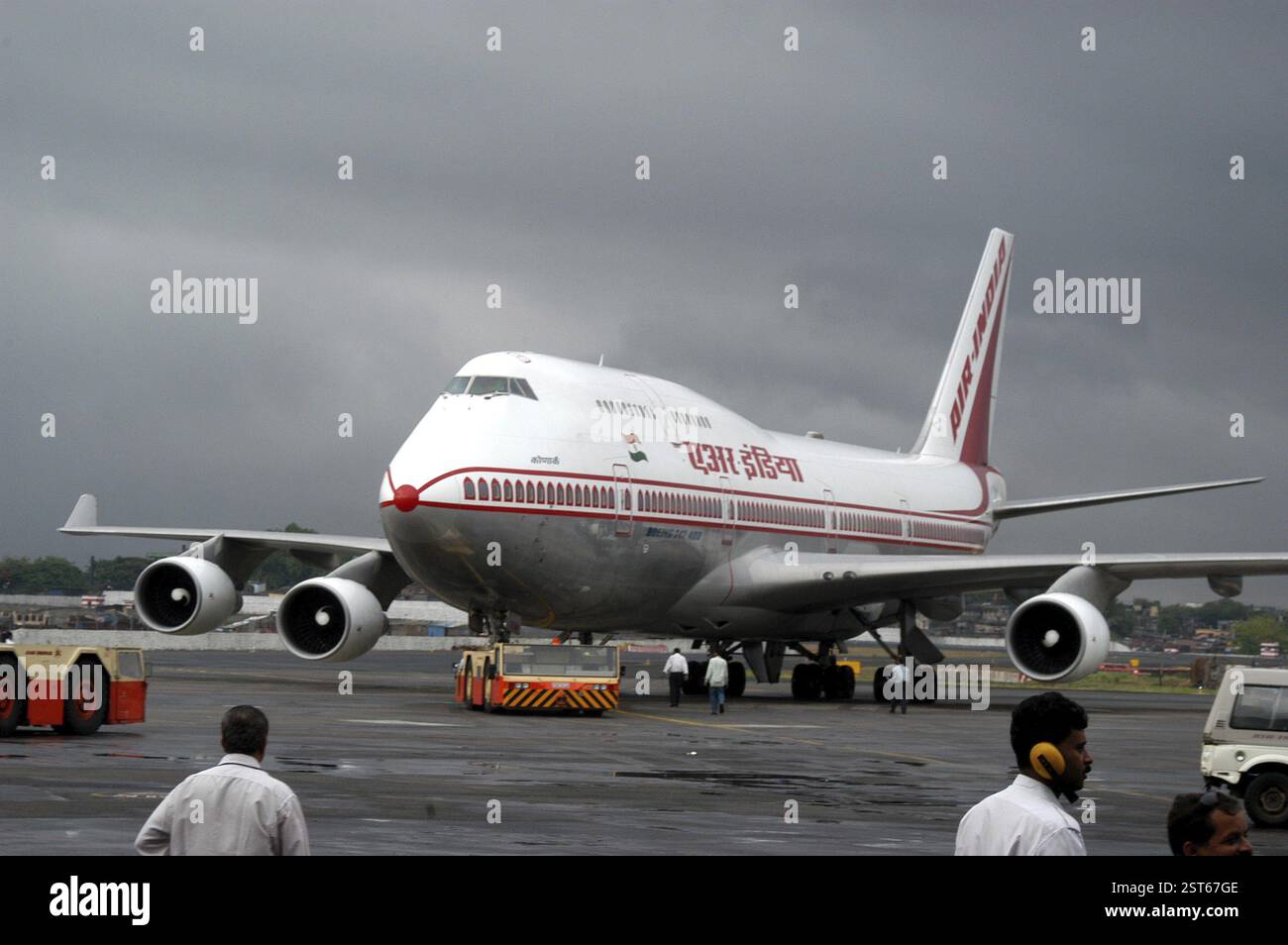 Aeroplano, Boeing 747 di Air India, il vettore ufficiale dell'India, questo aereo è stato sventolato al volo inaugurale per Los Angeles a Chhatrapati Shivaj Foto Stock