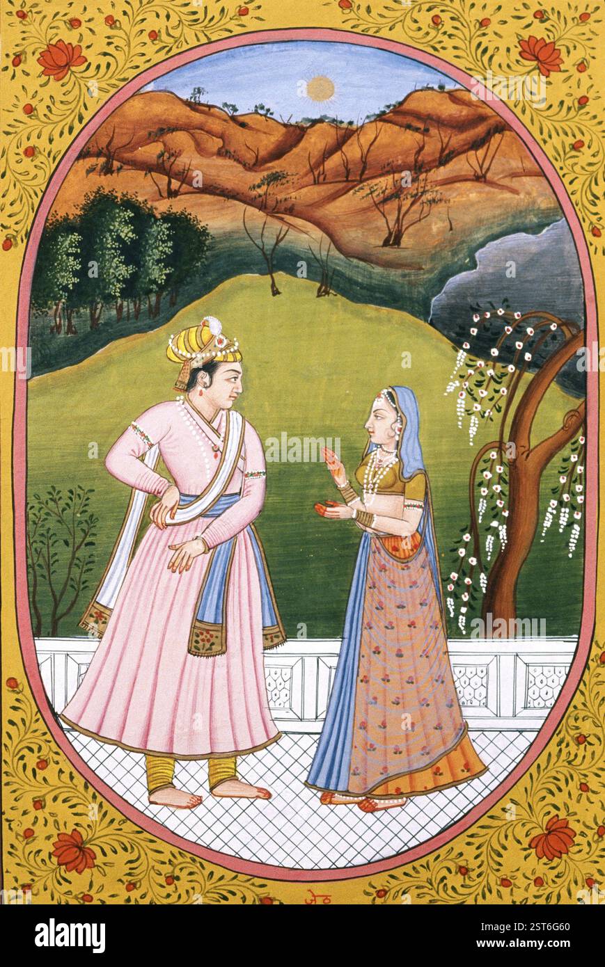 Calendario annuale foto e pittura per un mese indù jeth, india Foto Stock