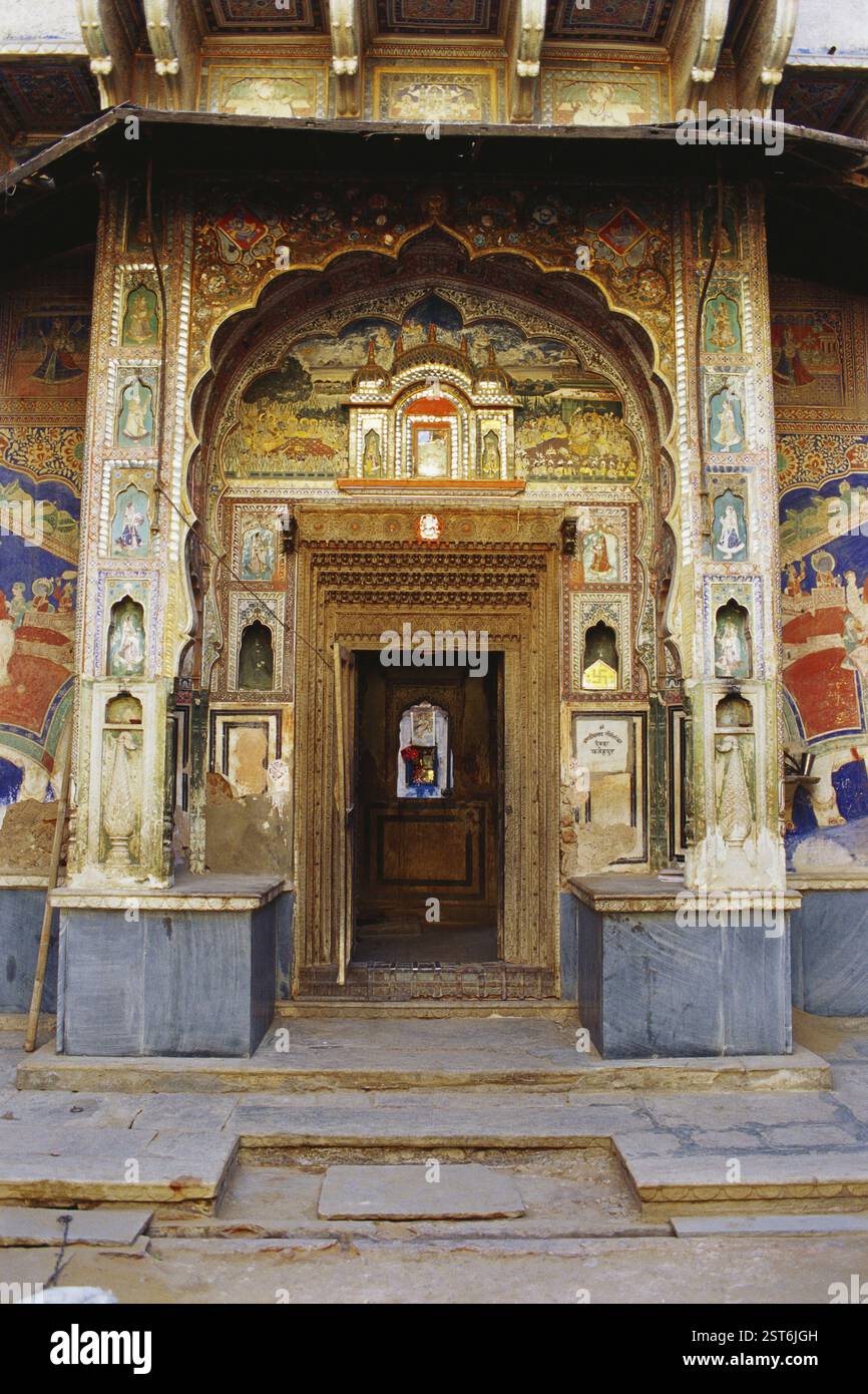 Door fresco, Fatehpur Shekhawati, Sikar, Rajasthan, India, Asia Foto Stock