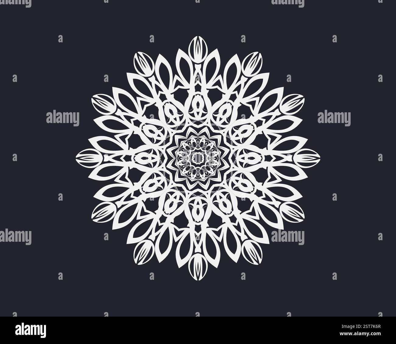 Modello di mandala ornamentale astratto vettoriale per Alpona, Henna, Mehndi, tatuaggio, decorazione. Illustrazione Vettoriale