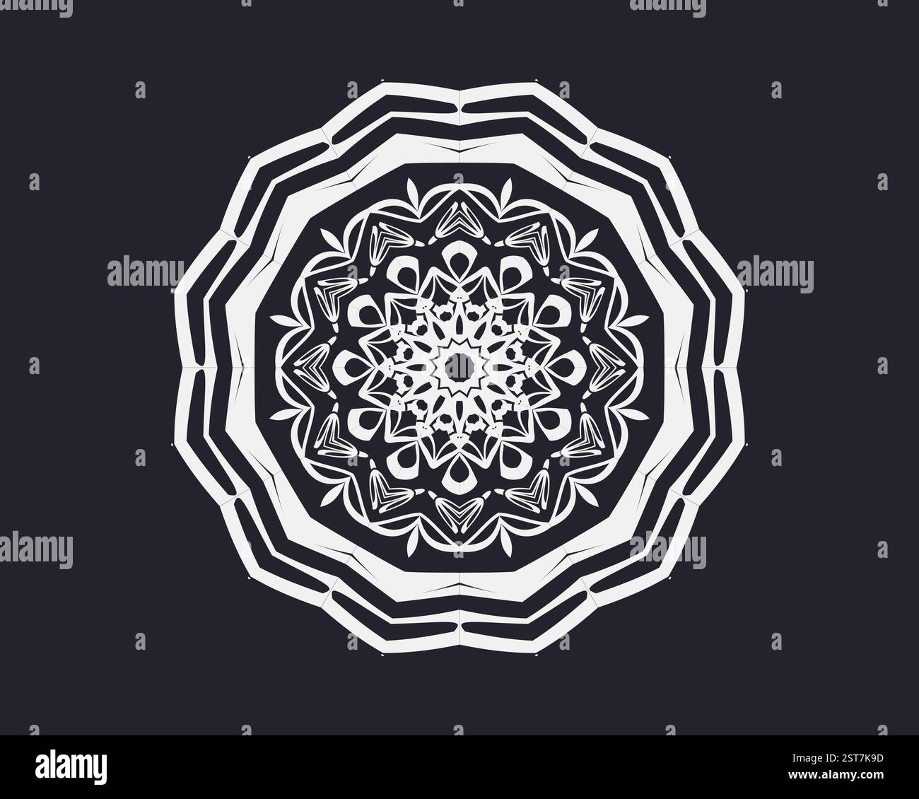 Design vettoriale con motivo mandala ornamentale di lusso per tatuaggi, carta da parati, copertina, risorse grafiche. Illustrazione Vettoriale