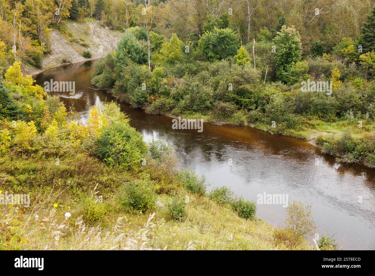 Vista del Parc de la Rivière-du-Moulin a Chicoutimi, Canada Foto Stock