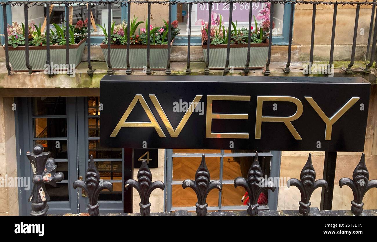 The Avery, ristorante stellato Michelin a Stockbridge, Edimburgo, Scozia - Immagine stock catturata con smartphone