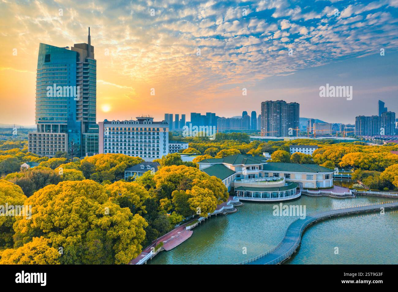 Paesaggio del lago Tai, punto panoramico a Wuxi, provincia di Jiangsu, Cina Foto Stock