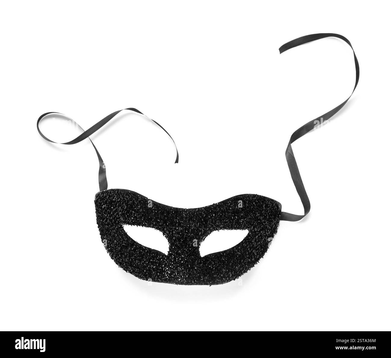 Bellissima maschera di carnevale nera su sfondo bianco Foto Stock