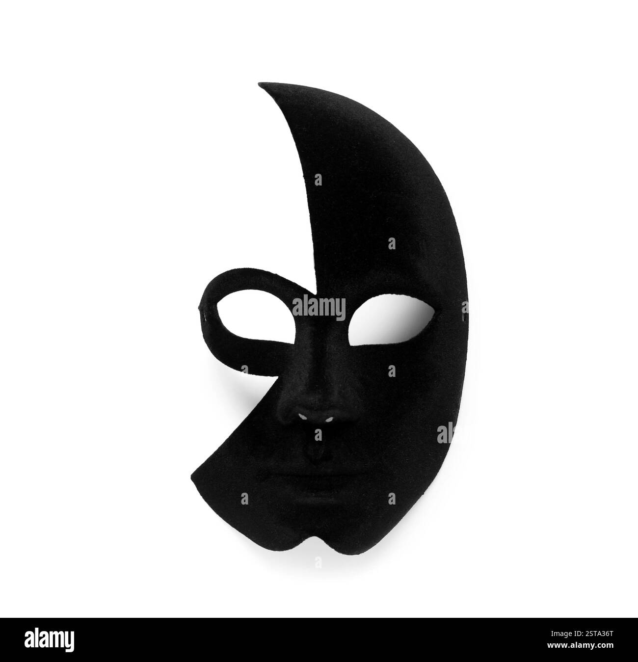 Bellissima maschera di carnevale nera su sfondo bianco Foto Stock