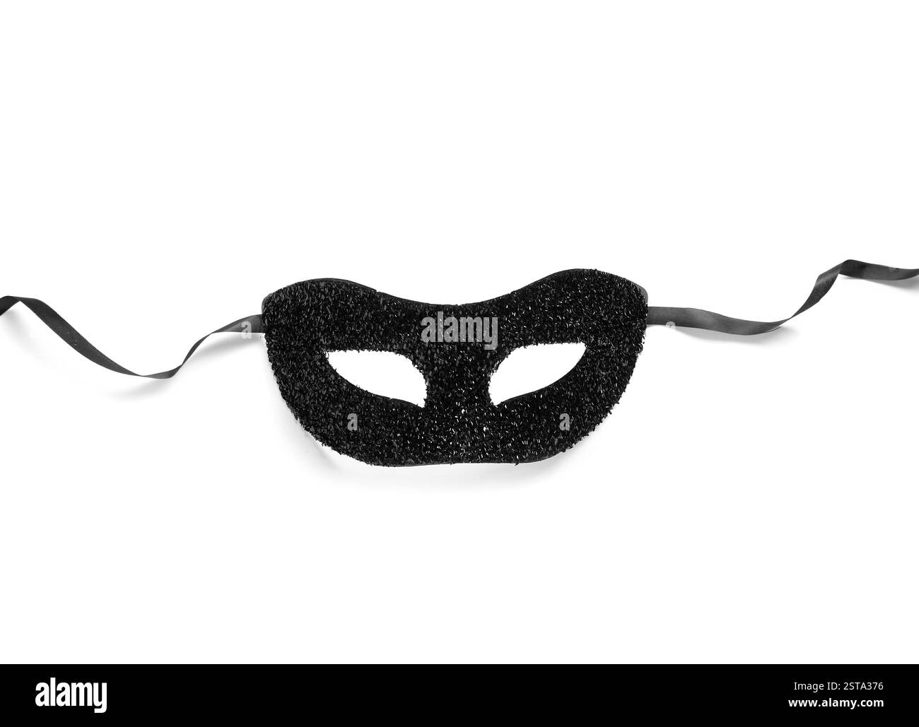 Bellissima maschera di carnevale nera su sfondo bianco Foto Stock