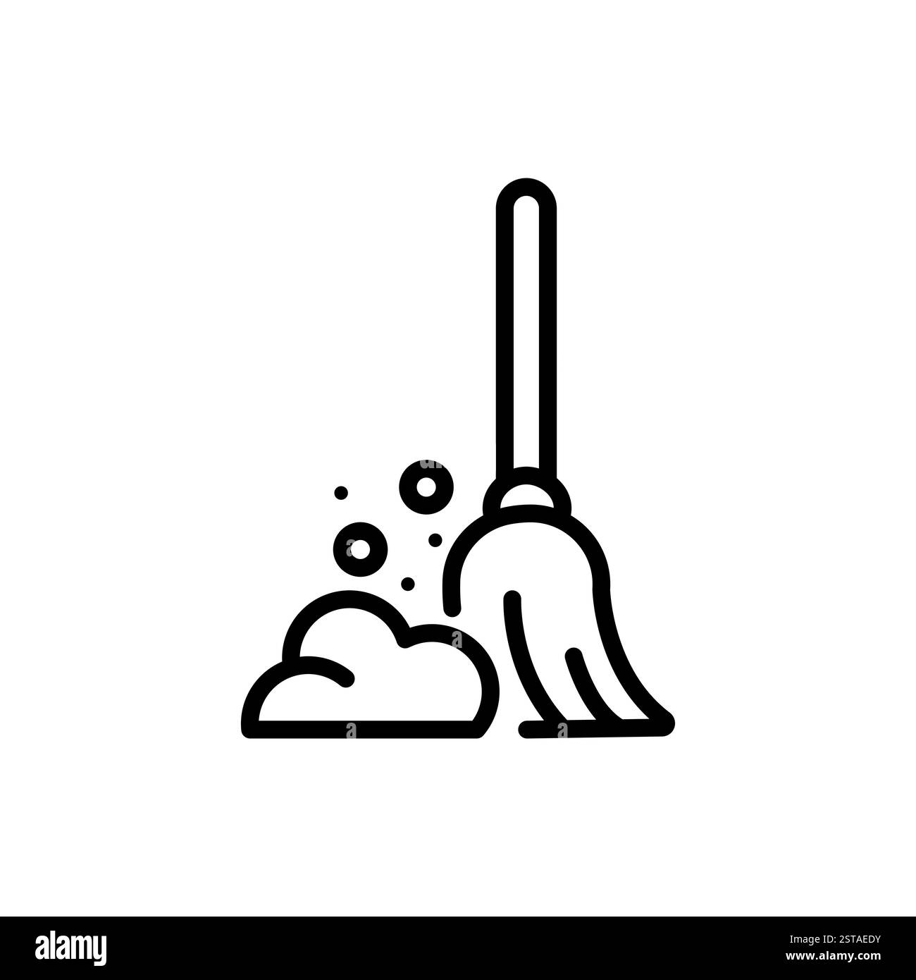 Modello del logo dell'illustrazione vettoriale dell'icona della scopa per molti scopi. Isolato su sfondo bianco. Illustrazione Vettoriale