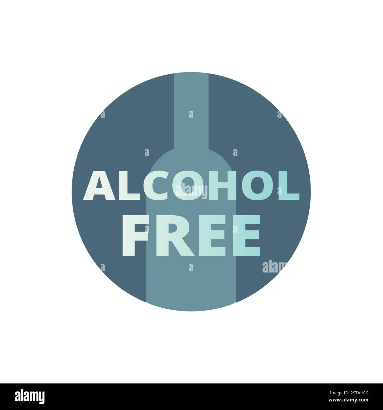 Etichetta vettoriale priva di alcool. Nessun adesivo alcolico con la bottiglia. Illustrazione Vettoriale