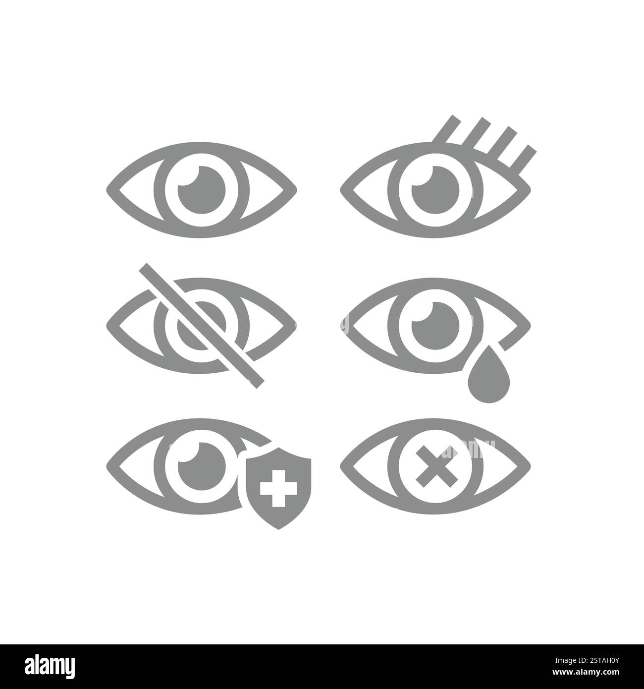 Set di icone vettoriali occhio umano. Icone della vista, della visione e della salute. Illustrazione Vettoriale