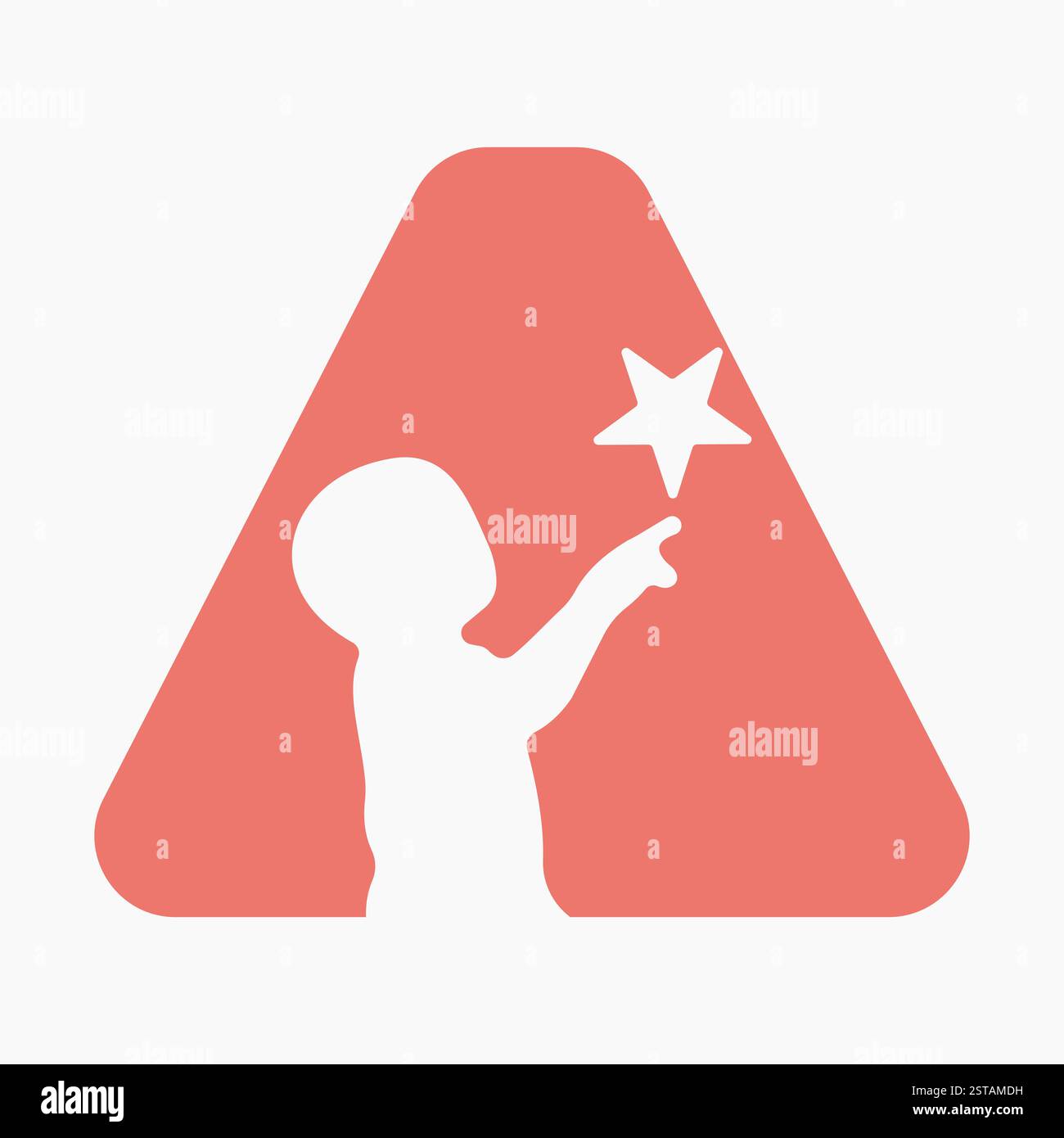 Lettera iniziale Un simbolo Baby and Star per la progettazione del logo Types Illustrazione Vettoriale