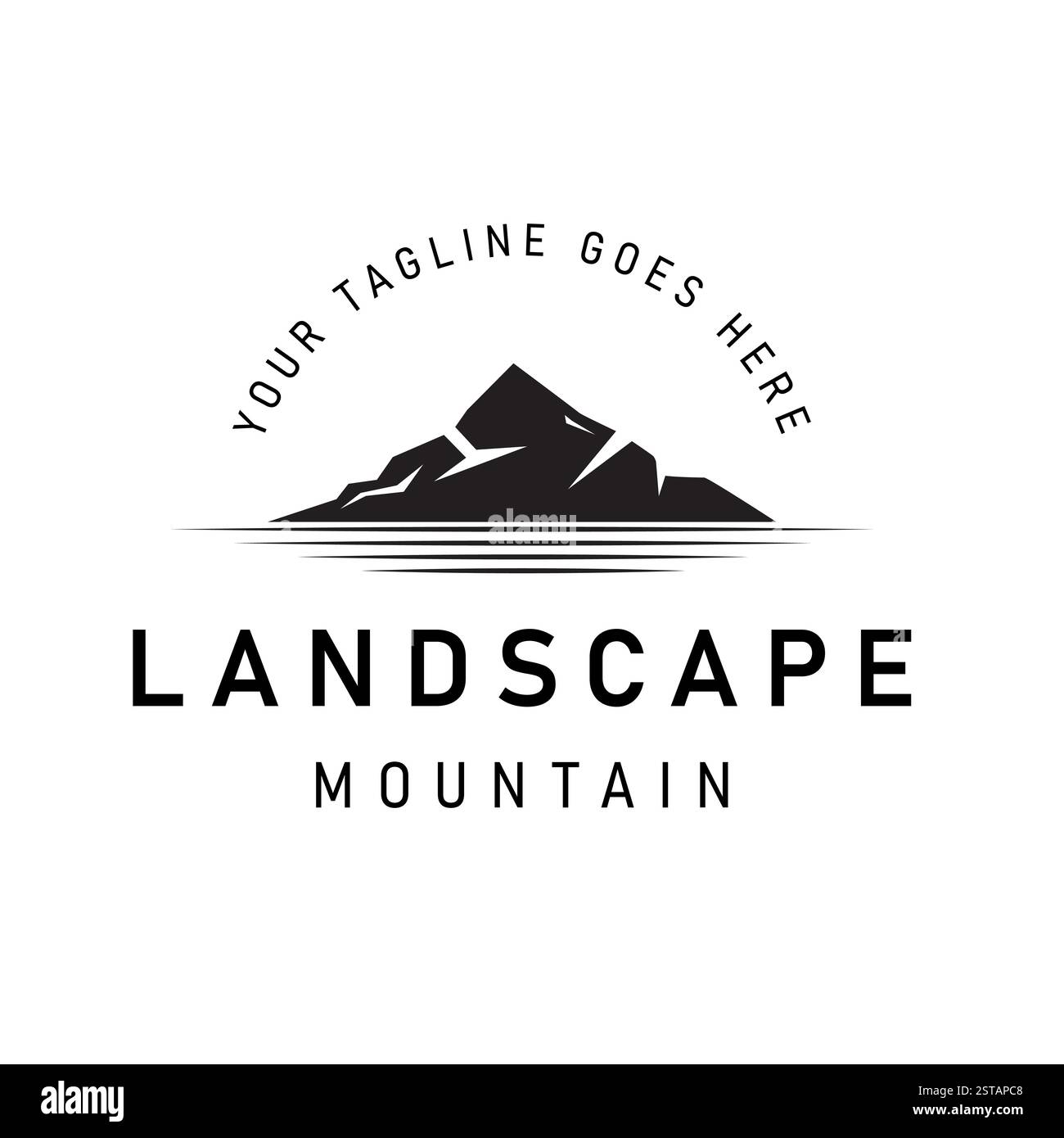 Logo illustrativo con simbolo di montagna e lago in stile vintage, che crea un look classico ed estetico. Questo design è adatto per Travel Company, N Illustrazione Vettoriale