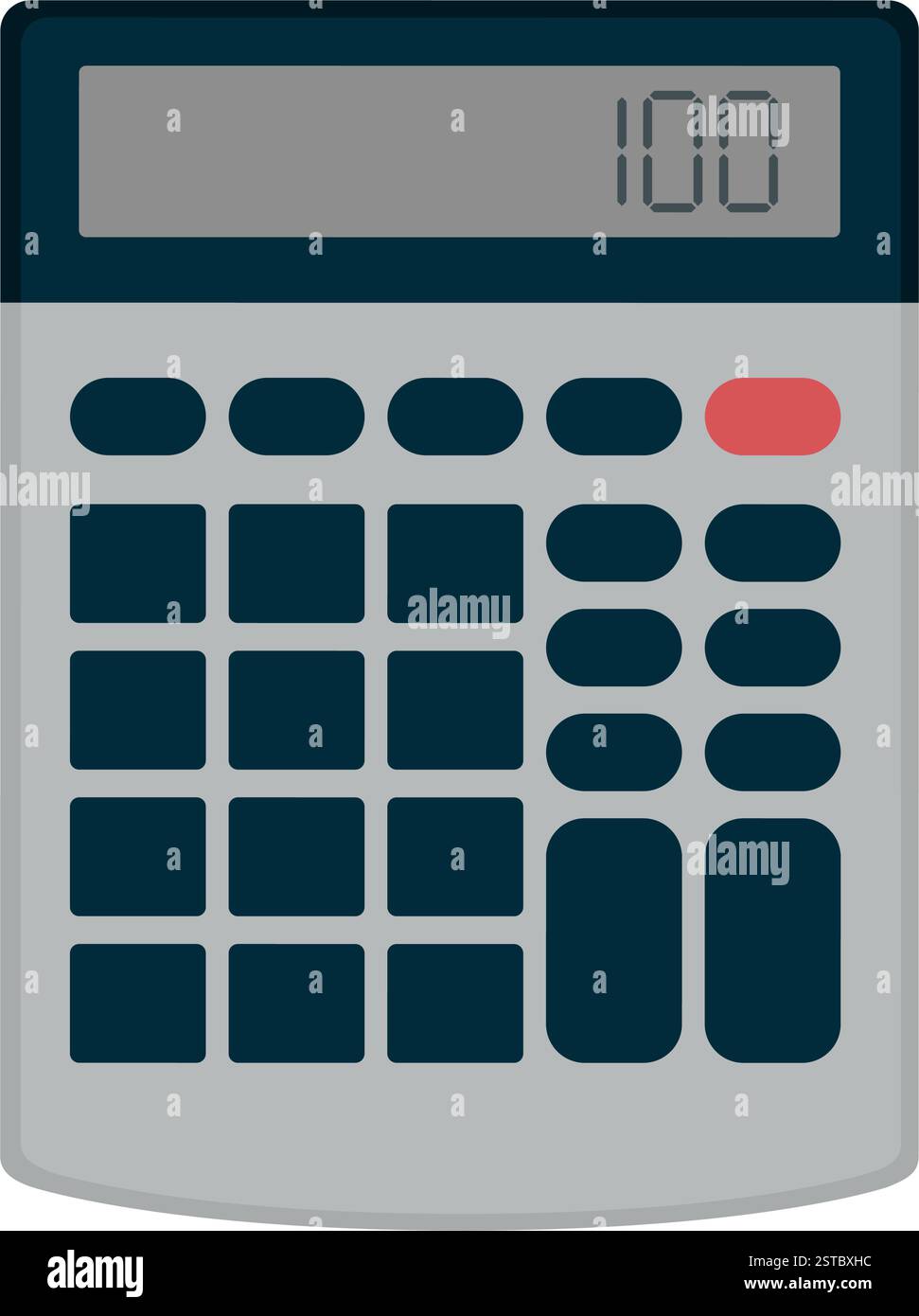 Calcolatrice digitale con numero sul display isolato, matematica e concetto contabile Illustrazione Vettoriale