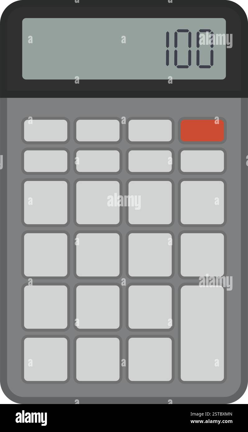 Calcolatrice digitale con numero sul display isolato, matematica e concetto contabile Illustrazione Vettoriale