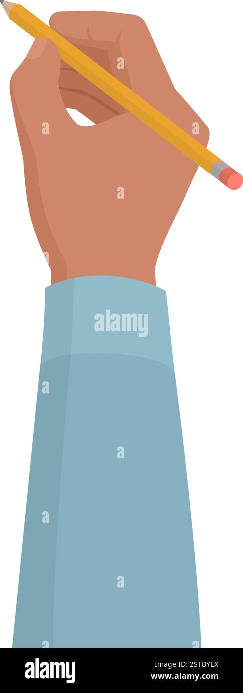 Mano che regge una matita e disegna, creatività e concetto artistico Illustrazione Vettoriale