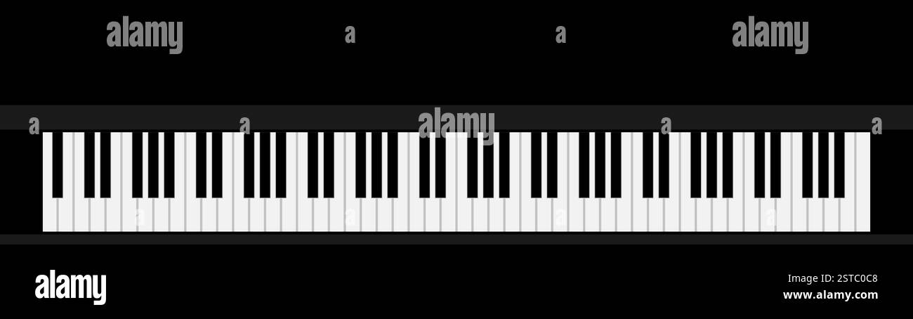 Tasti per pianoforte professionali vista dall'alto, strumenti musicali Illustrazione Vettoriale
