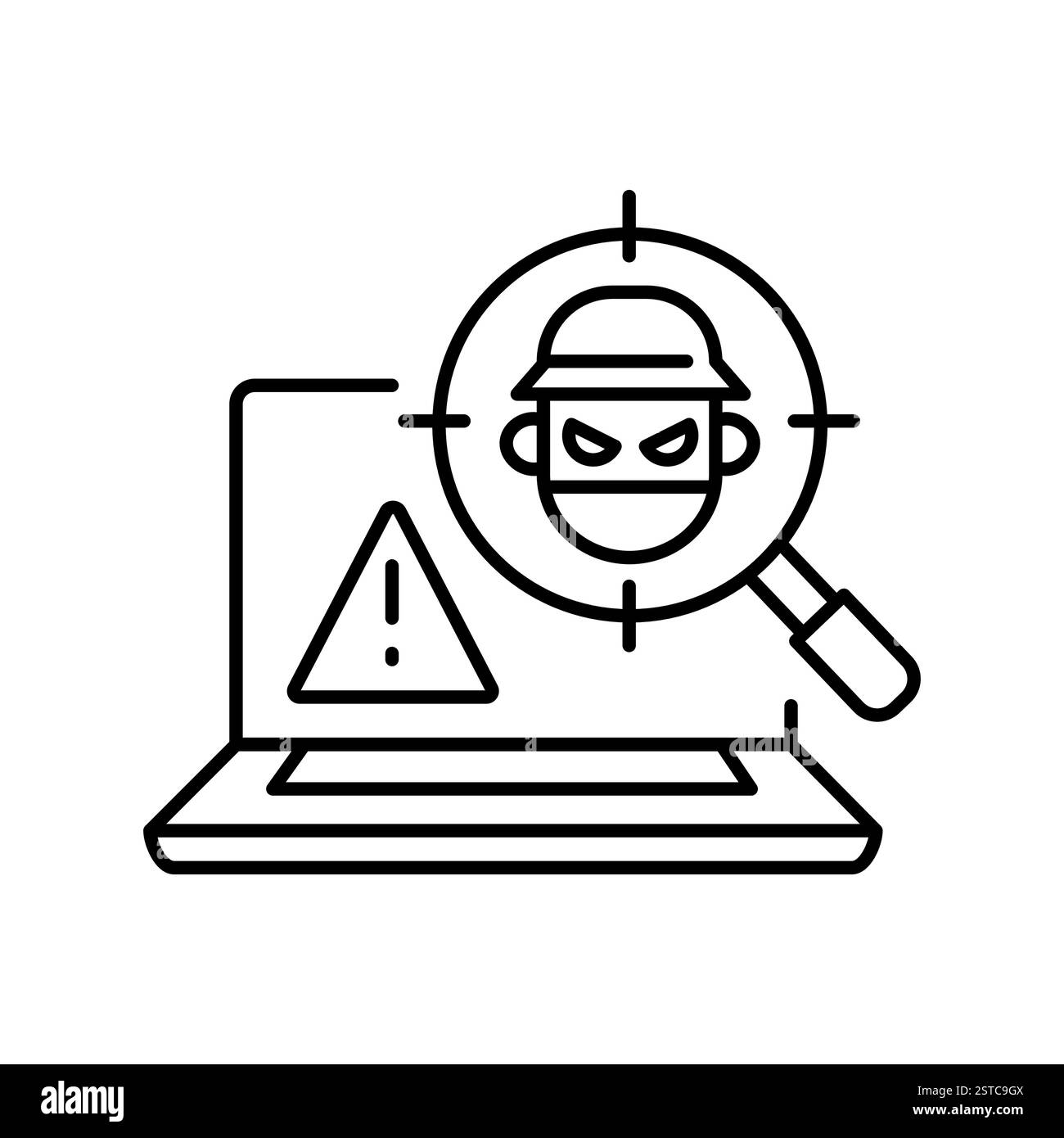 icona della riga di rilevamento delle frodi. Elemento isolato vettoriale. Traccia modificabile. Illustrazione Vettoriale