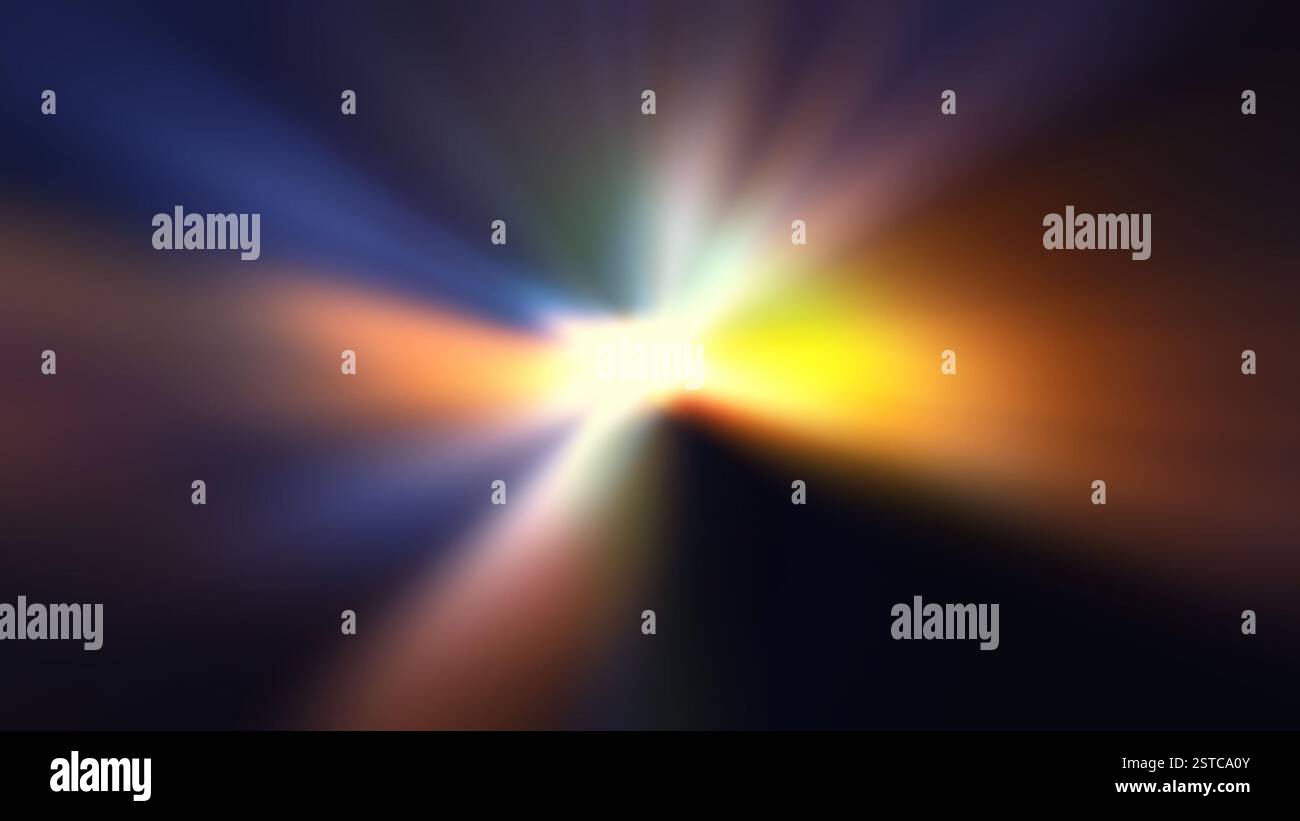 Esplosione colorata del raggio di luci con effetto riflesso dell'obiettivo Foto Stock