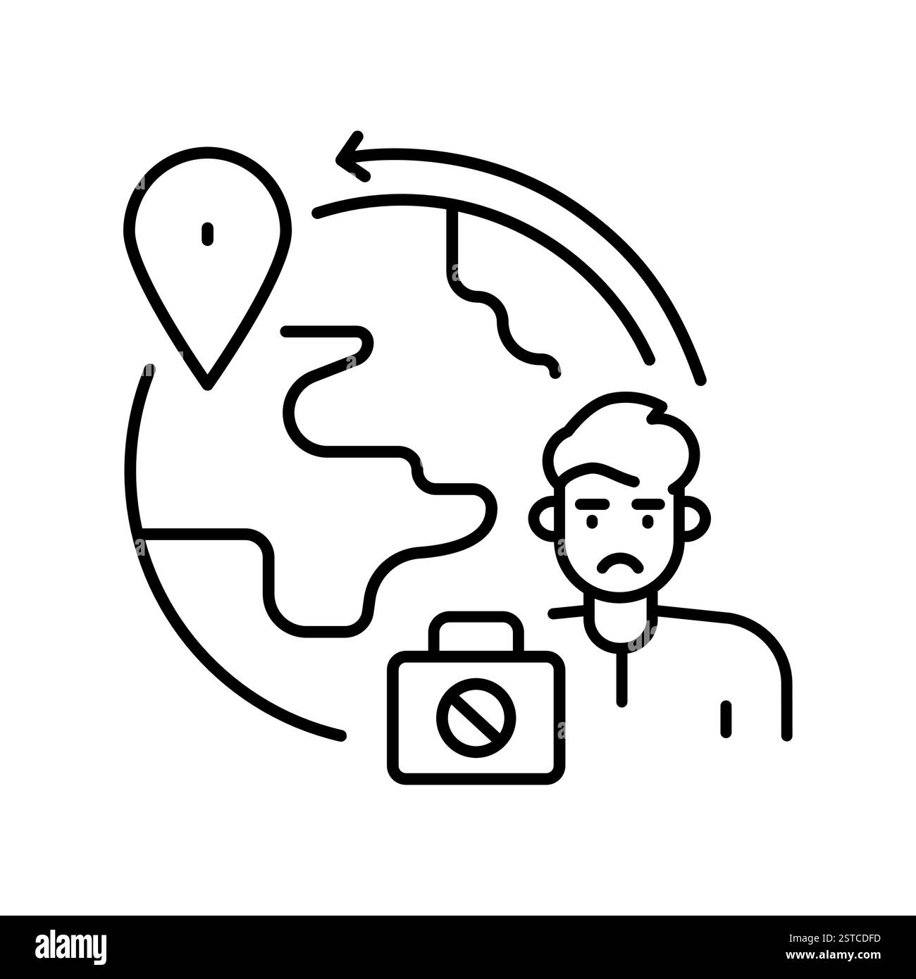 Icona della riga di migrazione illegale. Elemento isolato vettoriale. Traccia modificabile. Illustrazione Vettoriale