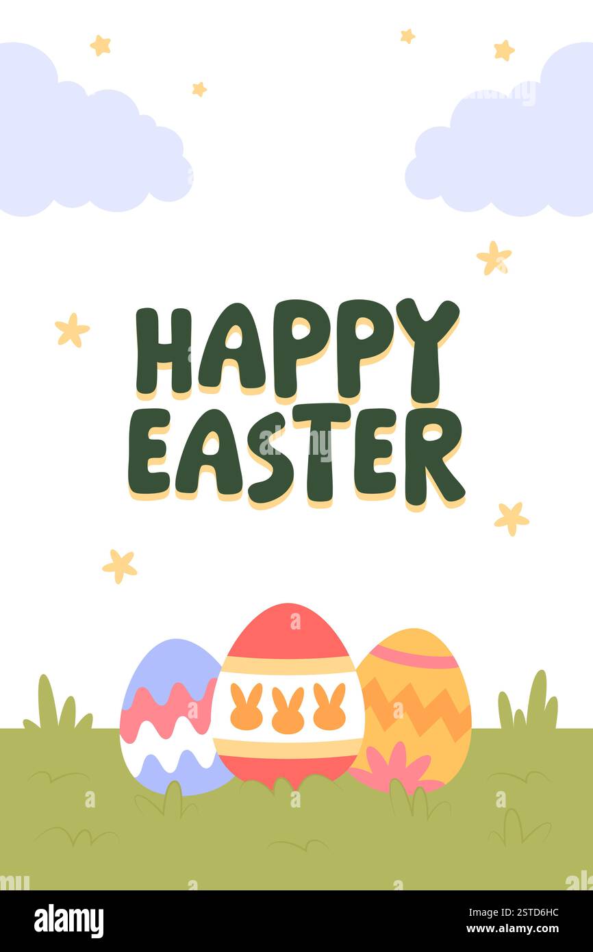 Banner verticale per la caccia all'uovo di buona Pasqua Illustrazione Vettoriale