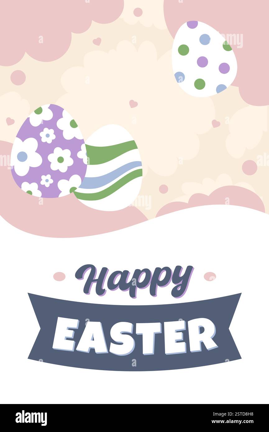 Banner verticale per la caccia all'uovo di buona Pasqua Illustrazione Vettoriale