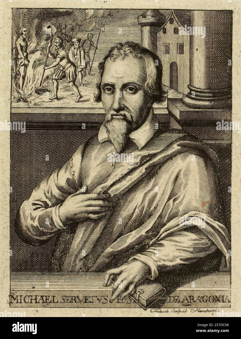 Un ritratto di un soldato ussaro all'attenzione, vestito con una pelisse e Dolman, indossando uno Shako e tenendo una sciabola nella mano sinistra. Foto Stock