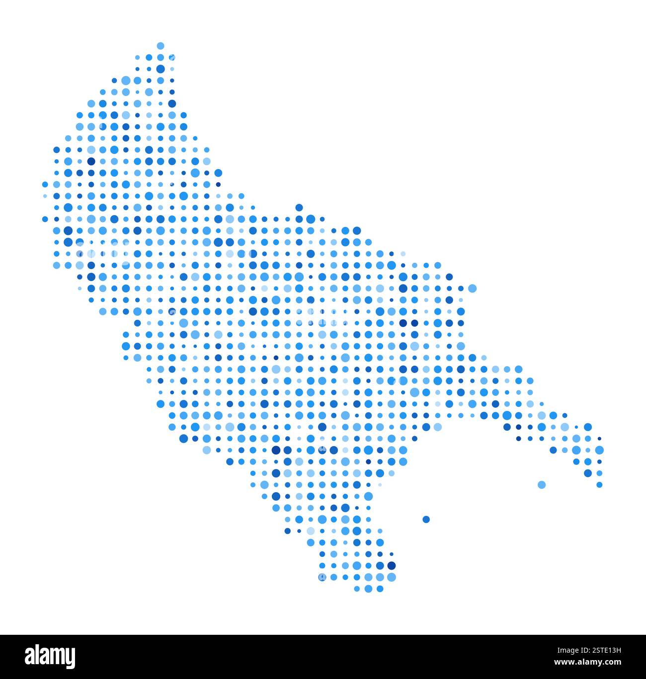 Mappa dei punti dell'isola di Zante. Forma del contorno di stile digitale. Immagine vettoriale dell'isola di Zante. Punti circolari blu. Bella illustrazione vettoriale. Illustrazione Vettoriale