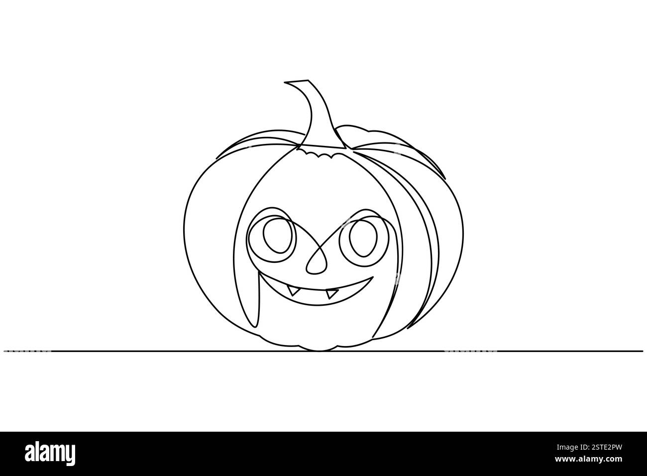 Disegno continuo di zucca a una linea e illustrazione vettoriale di contorno in stile minimalista Illustrazione Vettoriale