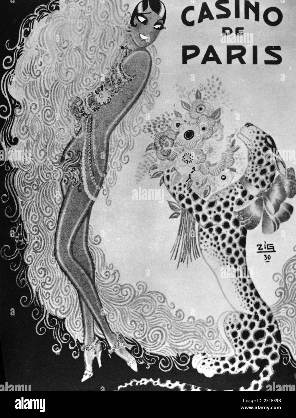Poster del Casino de Paris con la ballerina e cantante francese Josephine Baker, 1930 Foto Stock