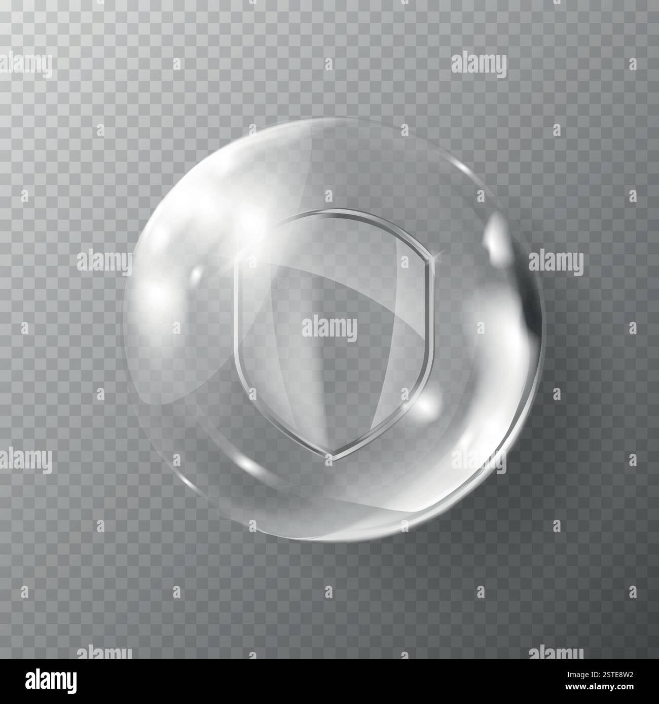 Set di schermi in vetro. Concetto di scudo di protezione. Icona del badge di sicurezza. Scudo per banner privacy. Etichetta di sicurezza. Illustrazione Vettoriale