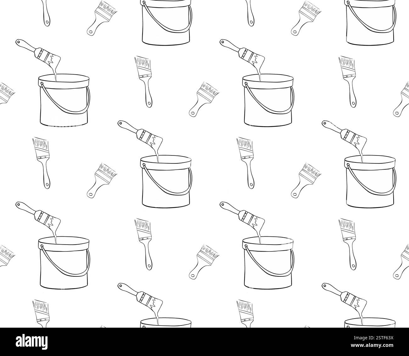 Disegno a mano senza cuciture con pennelli e bomboletta colorata. Illustrazione della linea grafica vettoriale. Illustrazione Vettoriale