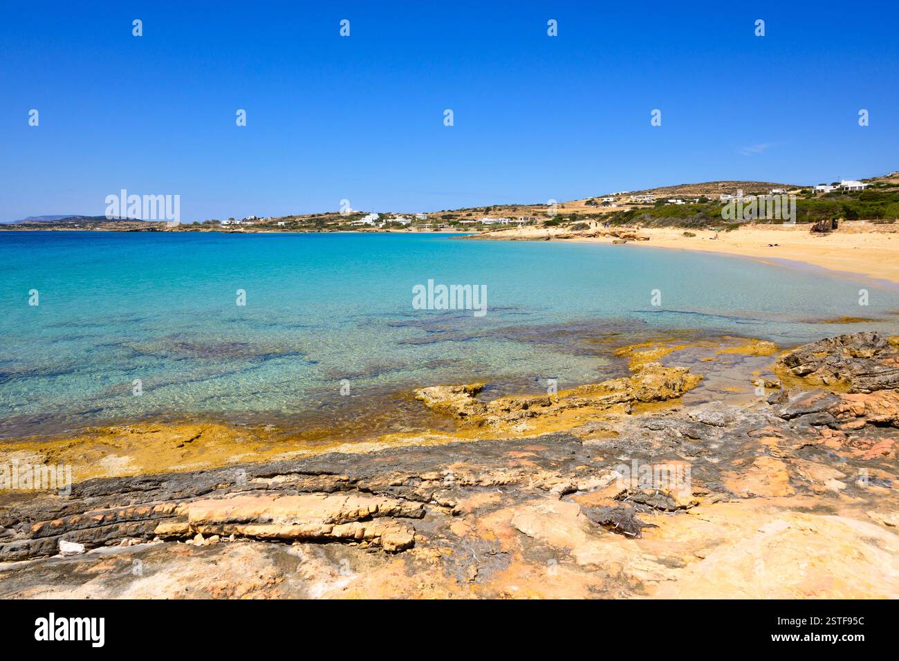La spiaggia di Koufonisia Fanos, una delle spiagge più popolari dell'isola di Koufonisi. Piccole Cicladi, Grecia Foto Stock