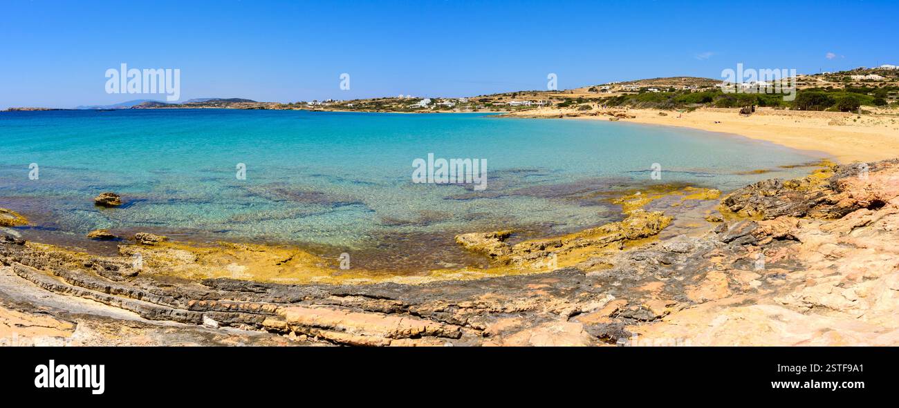 La spiaggia di Koufonisia Fanos, una delle spiagge più popolari dell'isola di Koufonisi. Piccole Cicladi, Grecia Foto Stock