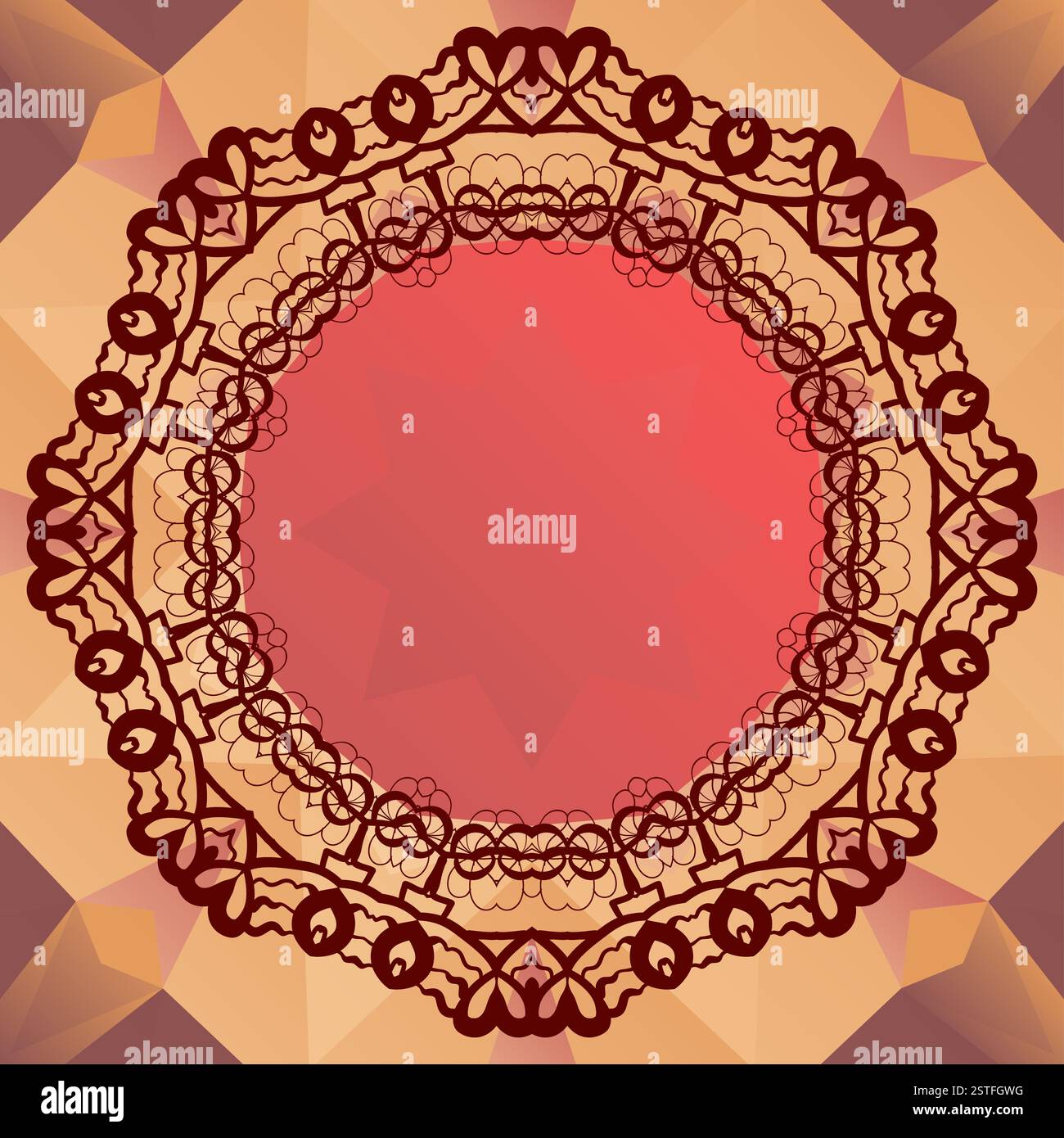 Round mandala per frame di testo, design orientale vettore banner Foto Stock