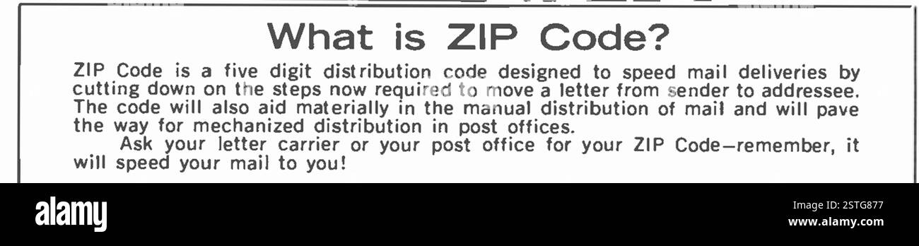 1964 US "Cos'è il CAP?" consigli per la consegna della posta al cliente per velocizzare l'invio della posta Foto Stock