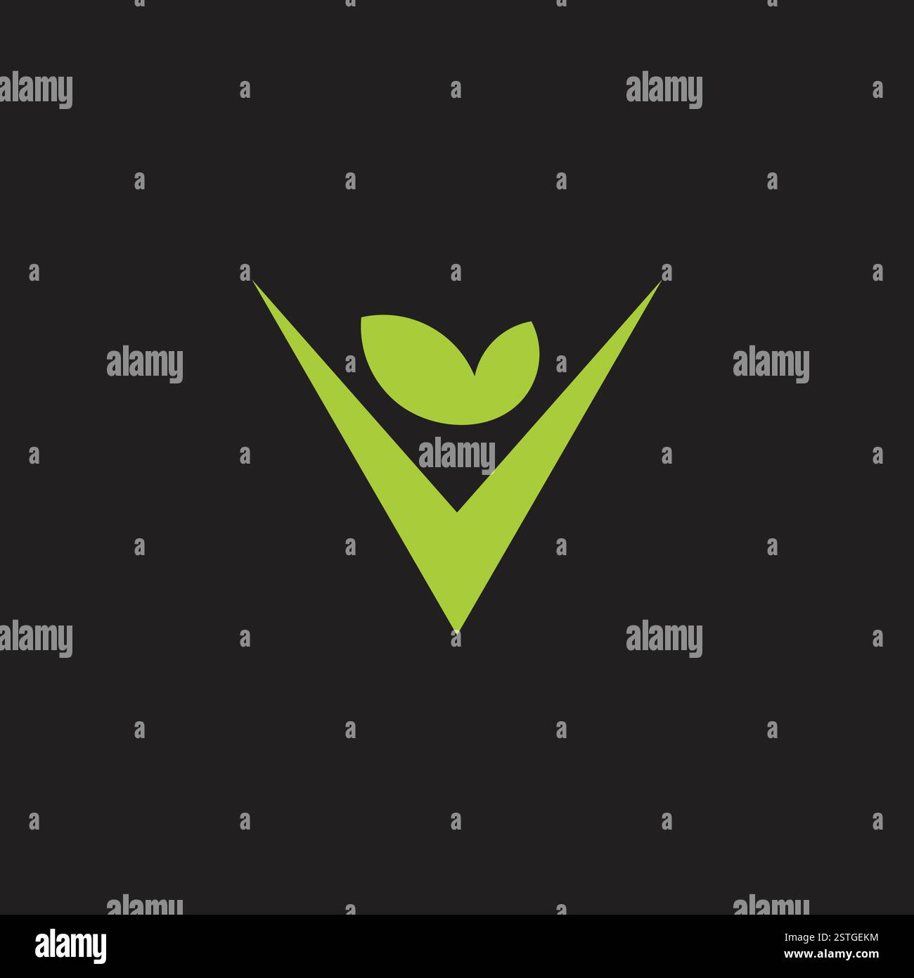 lettera v foglia verde umano vettore logo organico Illustrazione Vettoriale
