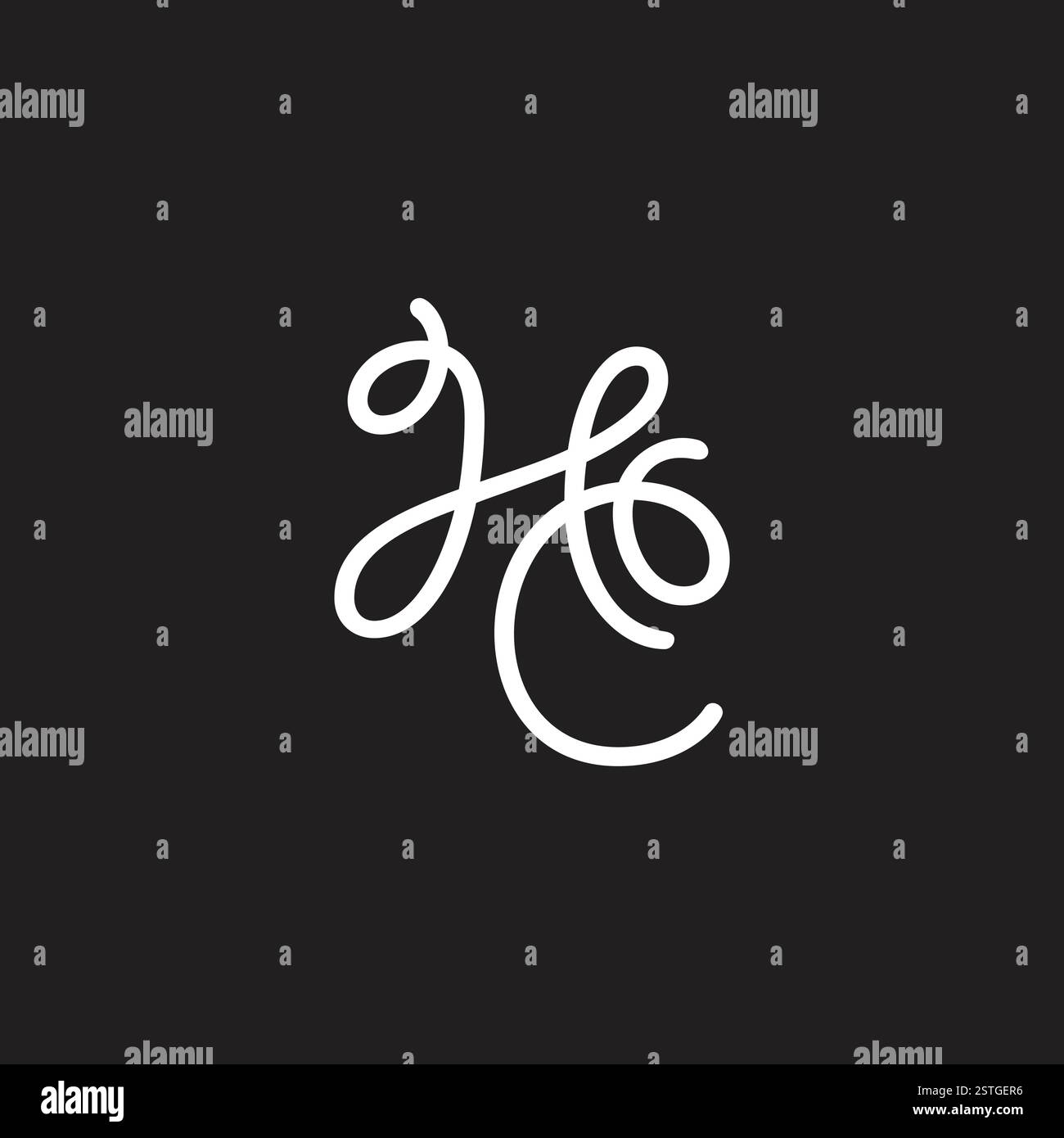 lettere hc nodo collegato curve di filettatura vettoriale logo Illustrazione Vettoriale