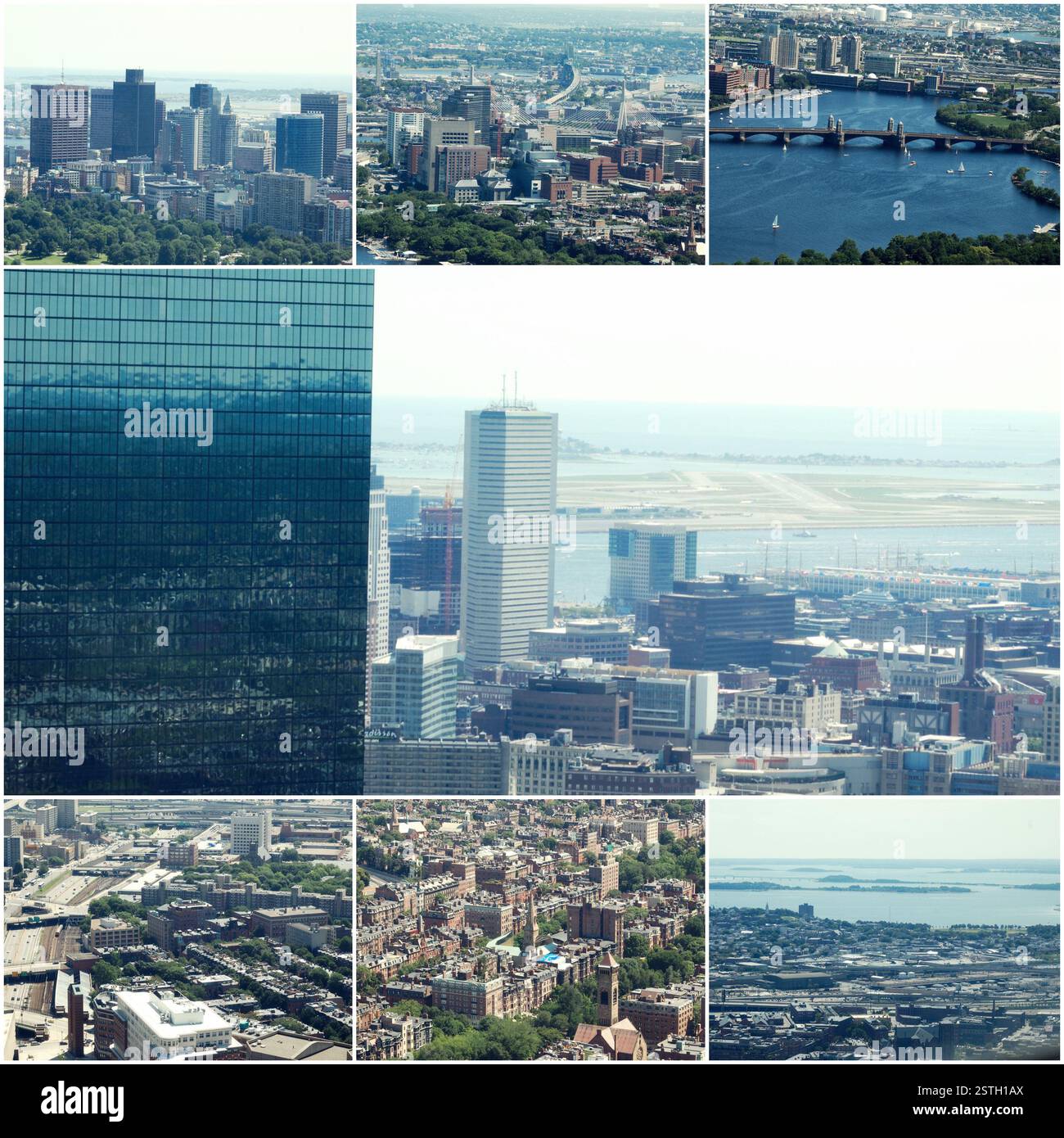 Vista aerea di Boston, MA, Stati Uniti d'America Collage di foto Foto Stock