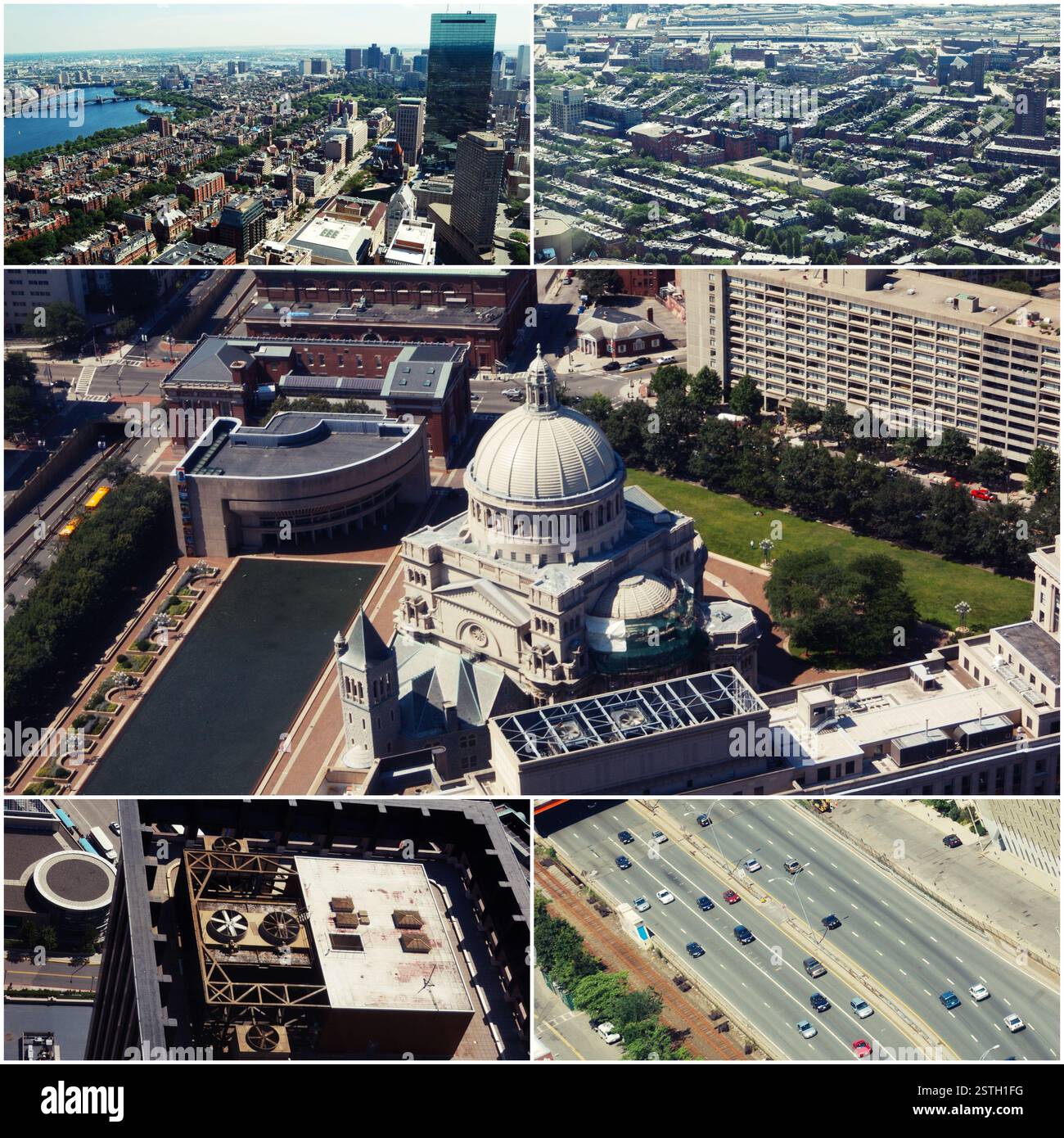 Vista aerea di Boston, MA, Stati Uniti d'America Collage di foto Foto Stock