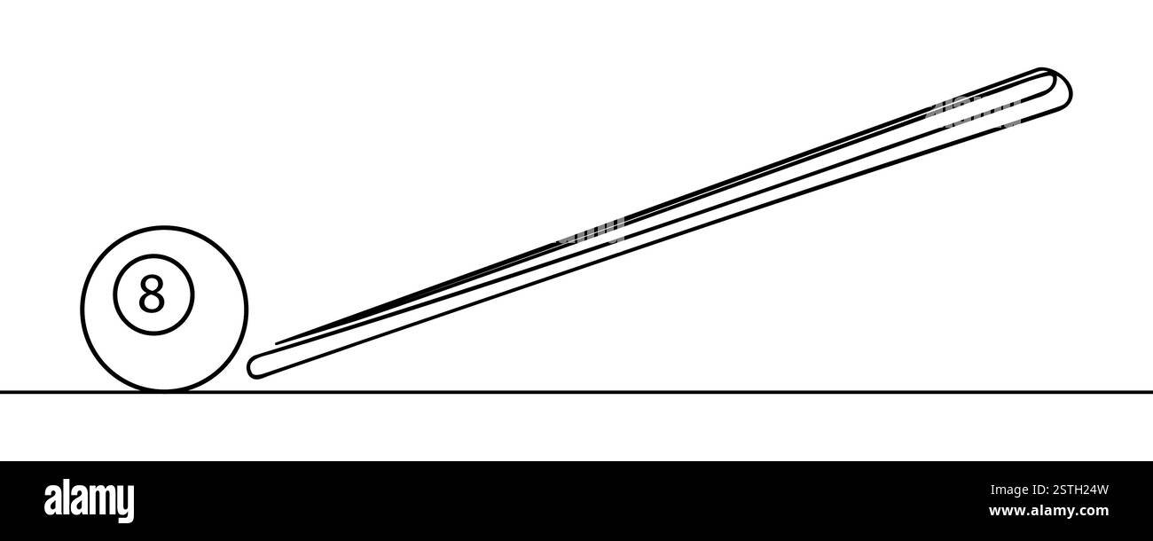 segnaposto da biliardo e linea di palla disegnata. Illustrazione Vettoriale