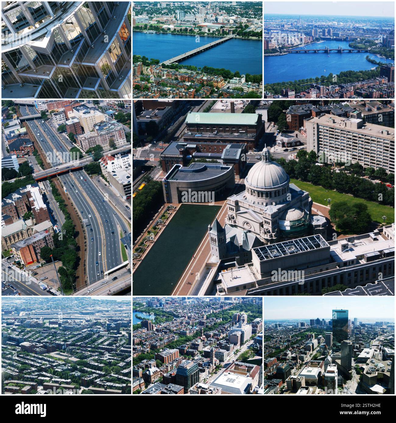 Vista aerea di immagini di Boston, MA, Stati Uniti d'America Collage di foto. Foto Stock