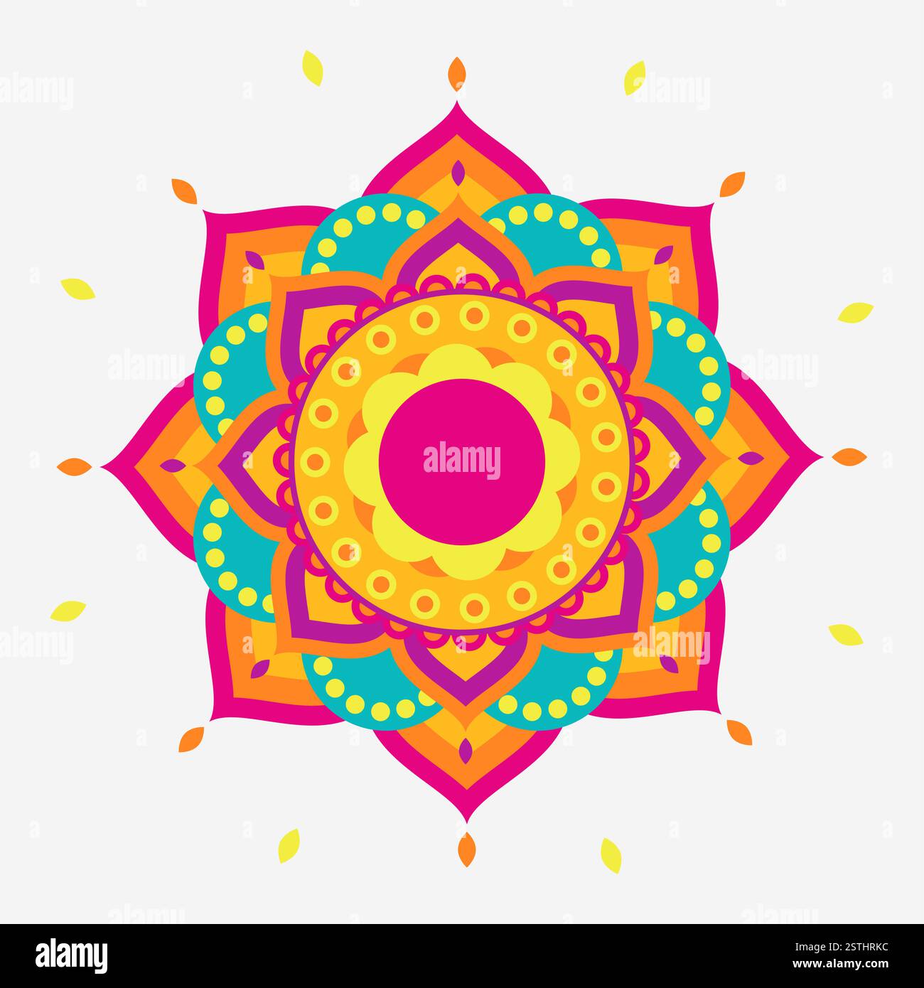 Mandala vivace con decorazioni floreali Illustrazione Vettoriale