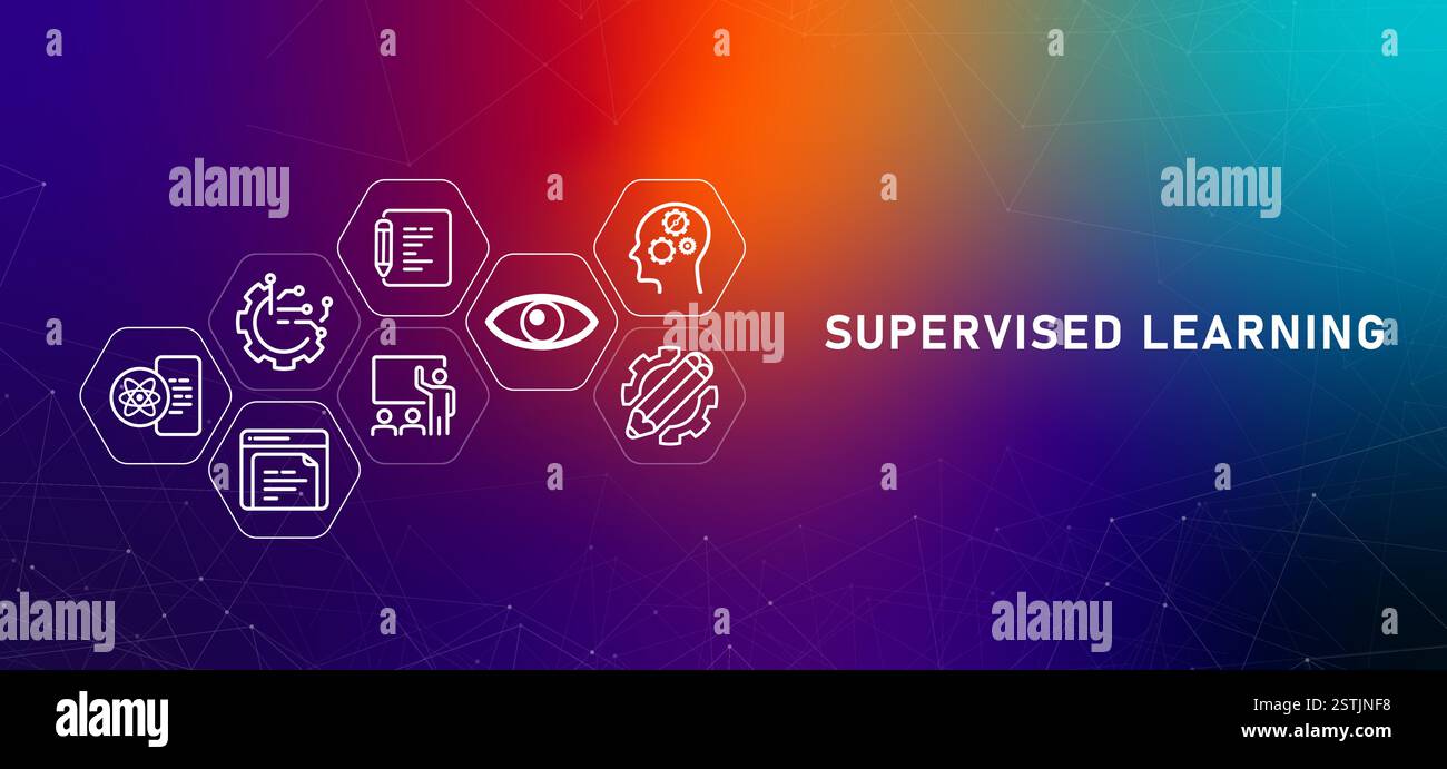 Formazione supervisionata sull'analisi dei dati sulle testate a gradiente formazione sulla modellazione con previsione dell'output delle etichette sviluppo dell'elaborazione delle macchine Illustrazione Vettoriale