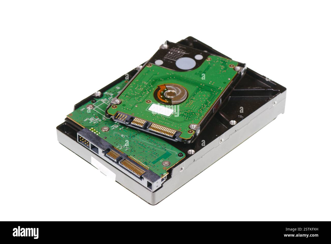 Unità disco rigido del computer isolate su bianco Foto Stock