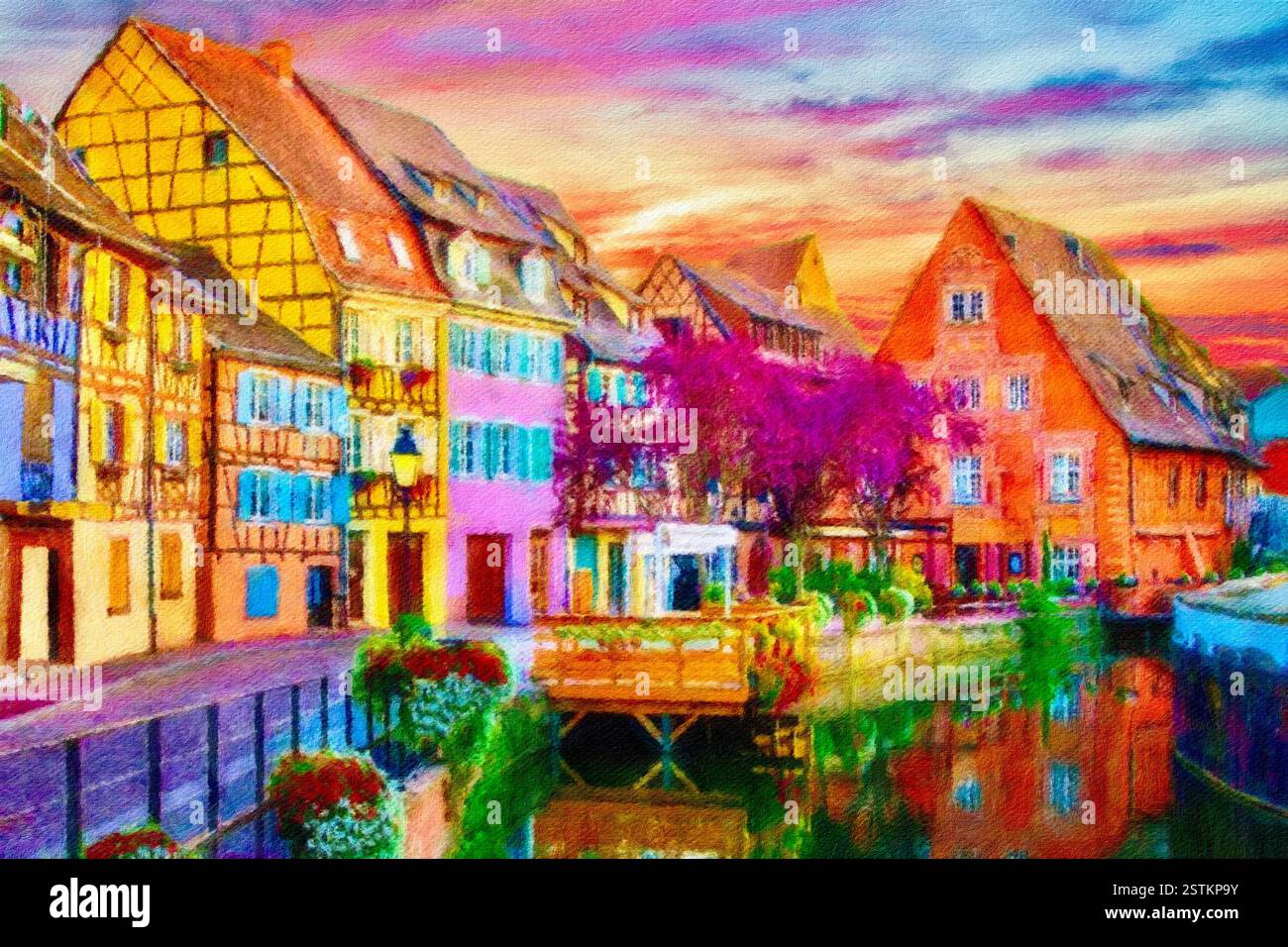 Piccola Venezia, Colmar, Alsazia, Francia. Foto Stock