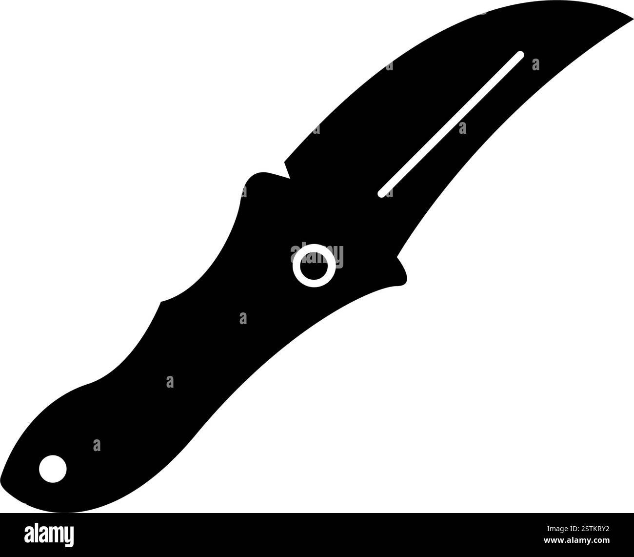 Elegante icona nera con coltello pieghevole, perfetta per i temi tattici e all'aperto. Illustrazione Vettoriale