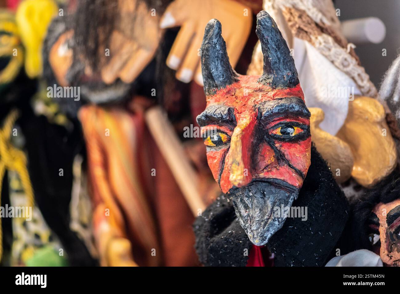 Bella del diavolo dei burattini in legno o pupazzo Foto Stock