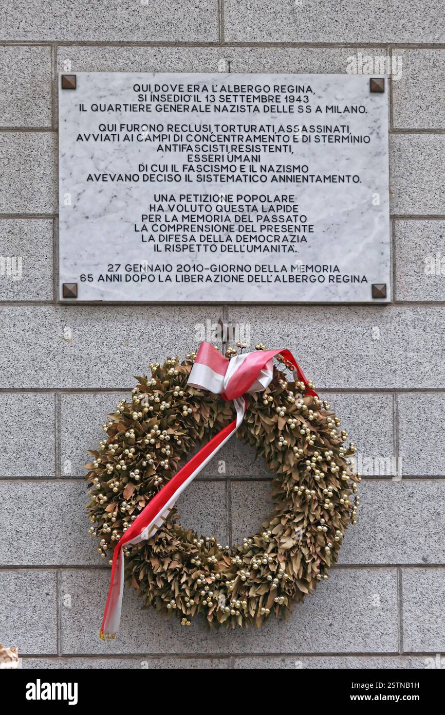 Targa commemorativa Milano Foto Stock