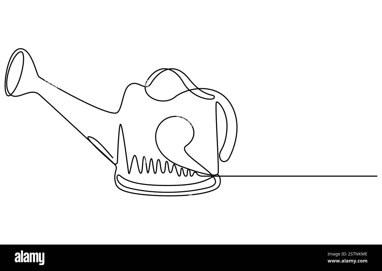 Strumento da giardino per annaffiare artistiche su una linea continua Illustrazione Vettoriale
