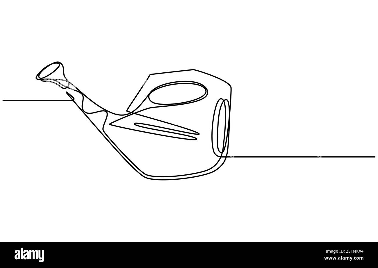 Strumento da giardino per annaffiare artistiche su una linea continua Illustrazione Vettoriale